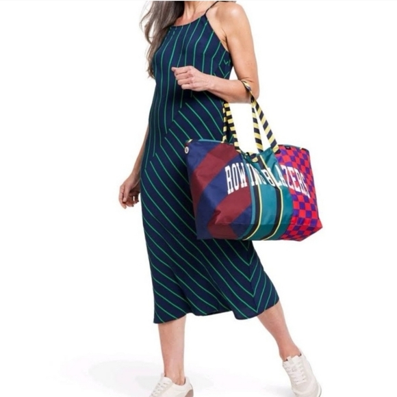 Rowing Blazer Slip Diagonal Stripe Midi Slip Dress Vacation Cocktail Target - Picture 3 of 10